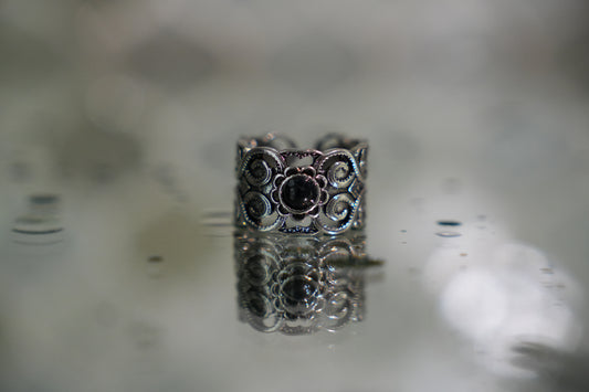 Retro-Punk Black Gemstone Ring